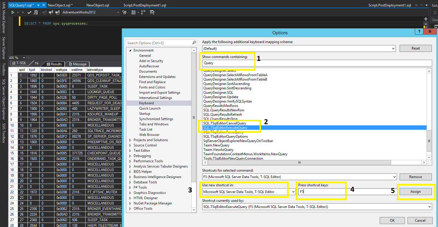 t-sql query is made better by mapping the keyboard shortcut to run queries